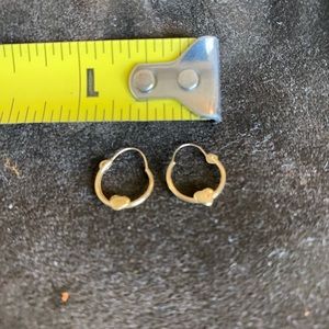 Tiny gold heart hoop earrings #3